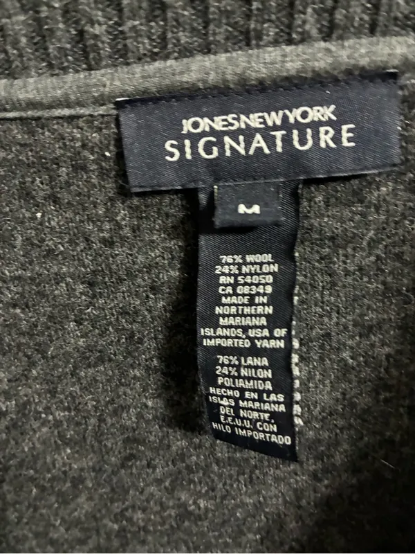Jones New York Signature Women’s Charcoal Gray Snap-Front cardigan M - Image 3