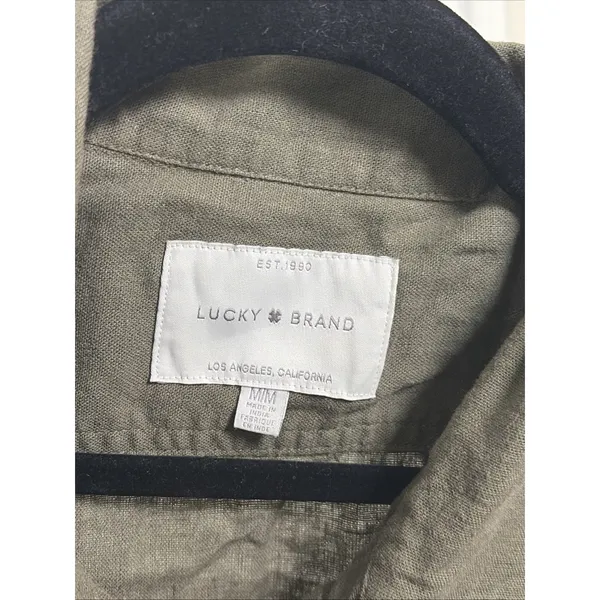 Lucky Brand Utility Field Jacket Womens Size M Olive Green Safari Linen Blend - Image 3