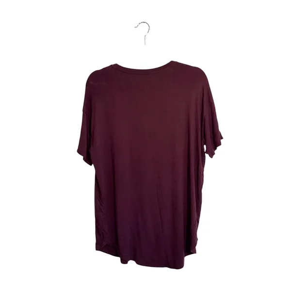 American Eagle Soft & Sexy Tee Solid Maroon V-neck Short Sleeve - Image 5