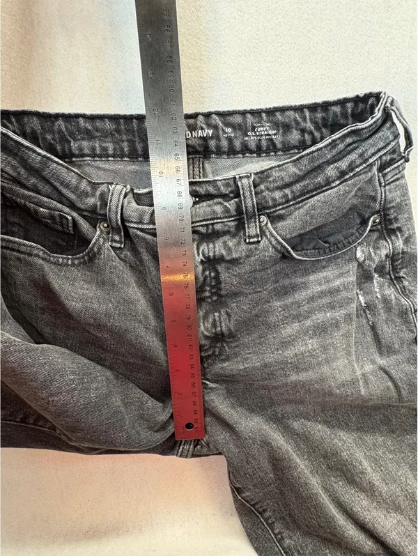 Old Navy Curvy OG Straight Jeans Women’s 10 Black Gray Distressed High Rise - Image 6