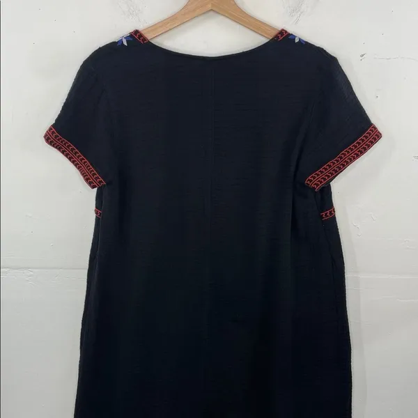 Old Navy Black Mini Dress with Multicolor Floral Embroidery boho size Medium - Image 11