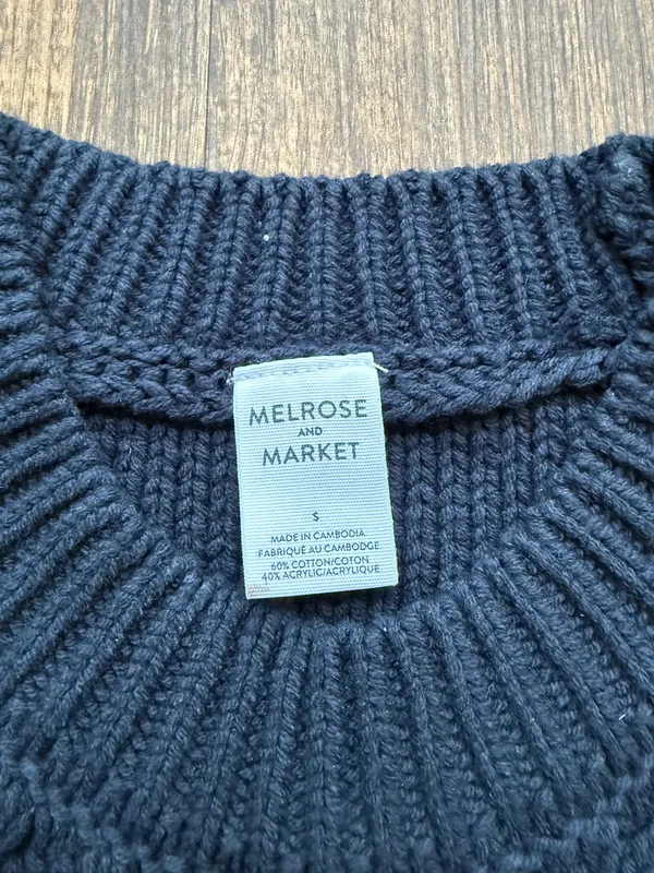 Women’s Navy Blue Melrose and Market Fisherman Knit Sweater Vest - Size S - Image 3