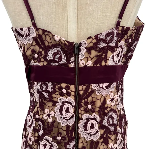 Bardot Dalia Lace Midi Dress Crochet Asymmetric Hem Purple Size US 8‎ - Image 11