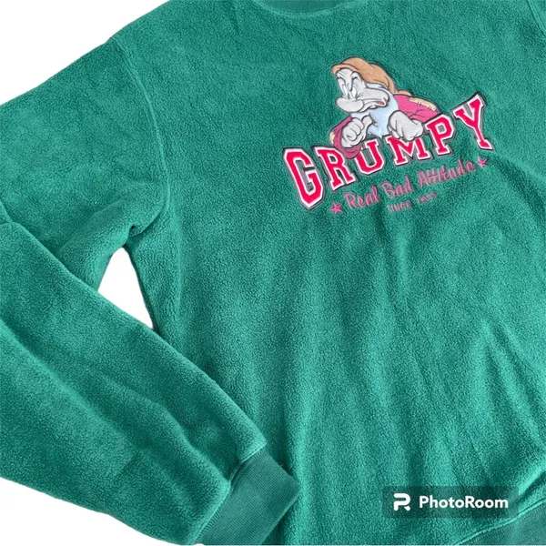 Disney Snow White Seven Dwarfs Grumpy Embroidered Sweatshirt Size Medium PC - Image 6