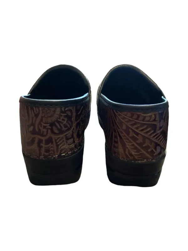 Dansko Professional Tooled Leather Clogs Brown Floral Size 38 US 7.5-8 Comfort - Image 2