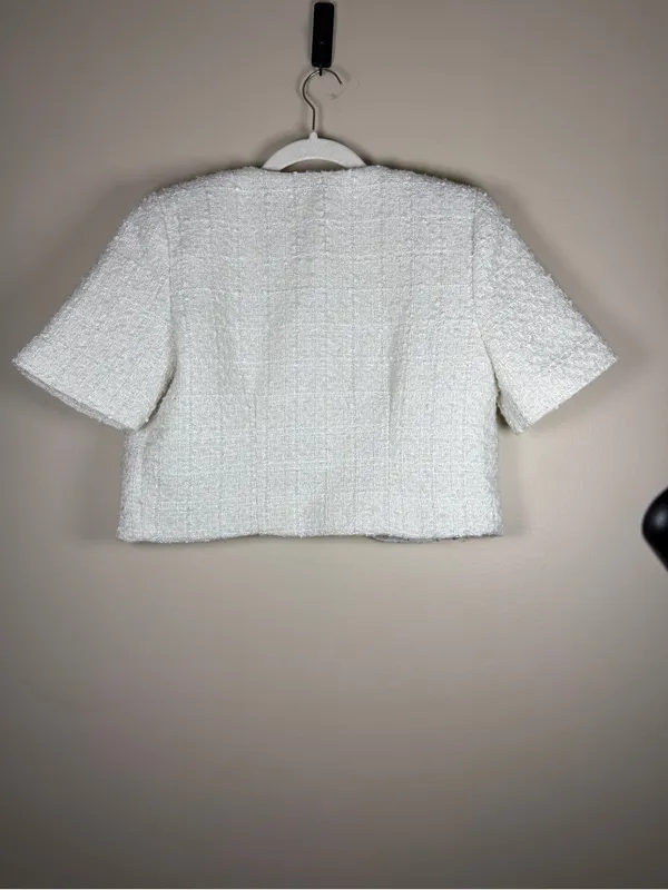 Abercrombie & Fitch Tweed Collarless Cropped Lady Jacket Sz S - Image 10