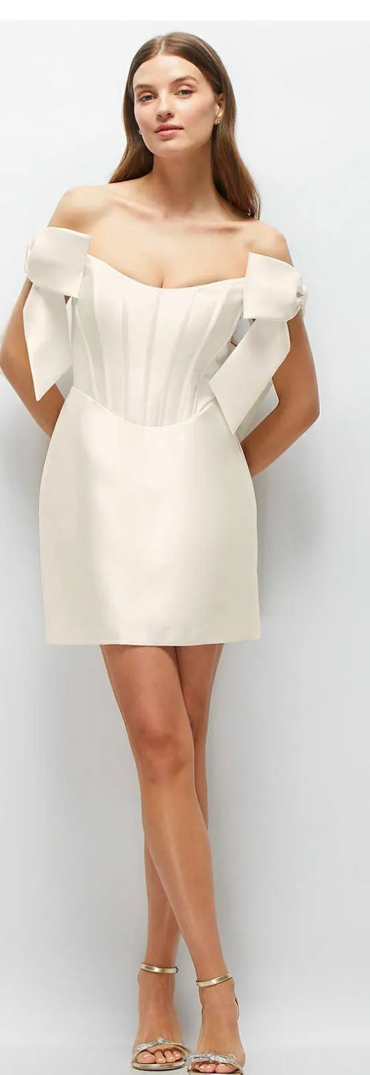 Alfred Sung White Corset Mini Dress With Bow Sleeves - Image 7