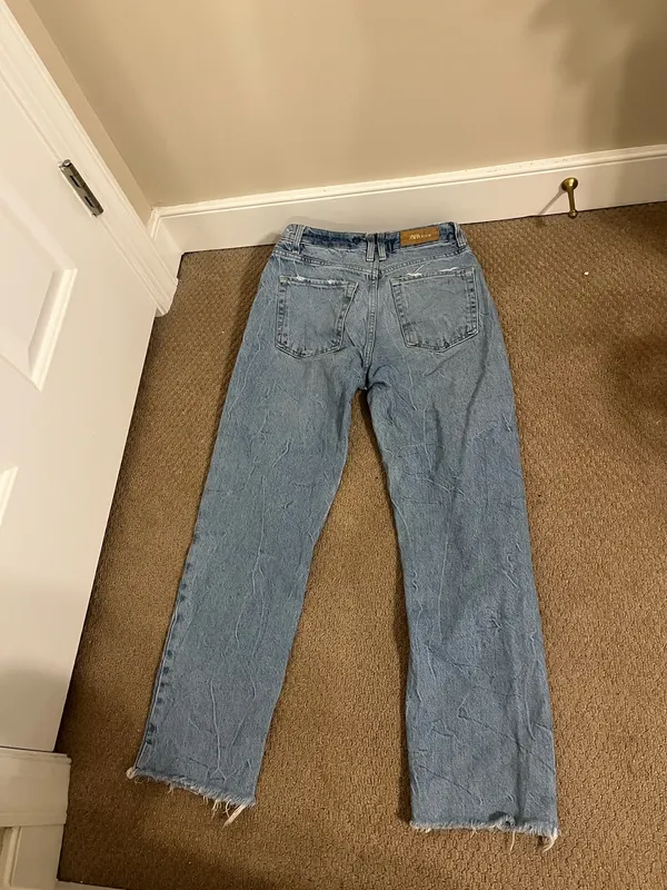 ZARA Blue Jeans Denim Distressed Women’s 00 - Image 2