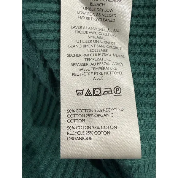 We The Free Free People Teal Green Waffle Knit Thermal Exposed‎ Seam Top Small - Image 6