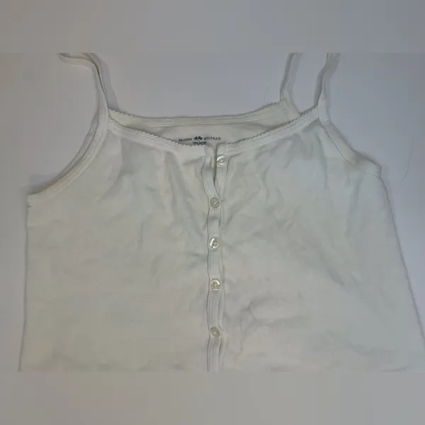 Brandy Melville Women’s Cream Button-Up Cropped Top Size‎ XS-S - Image 3