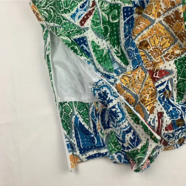 Farm Rio size medium tropical tile mini dress Colorful Patterned - Image 12