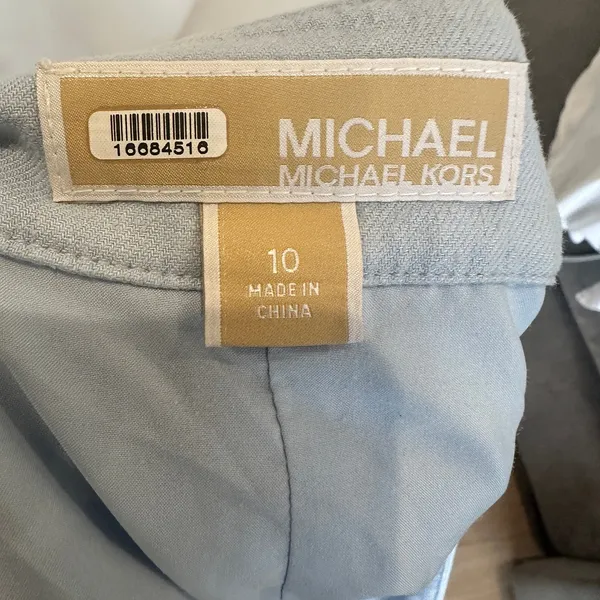 Michael Kors Blue Linen Trouser Shorts SIZE 10 Pleated Wide Leg Designer $125 - Image 11