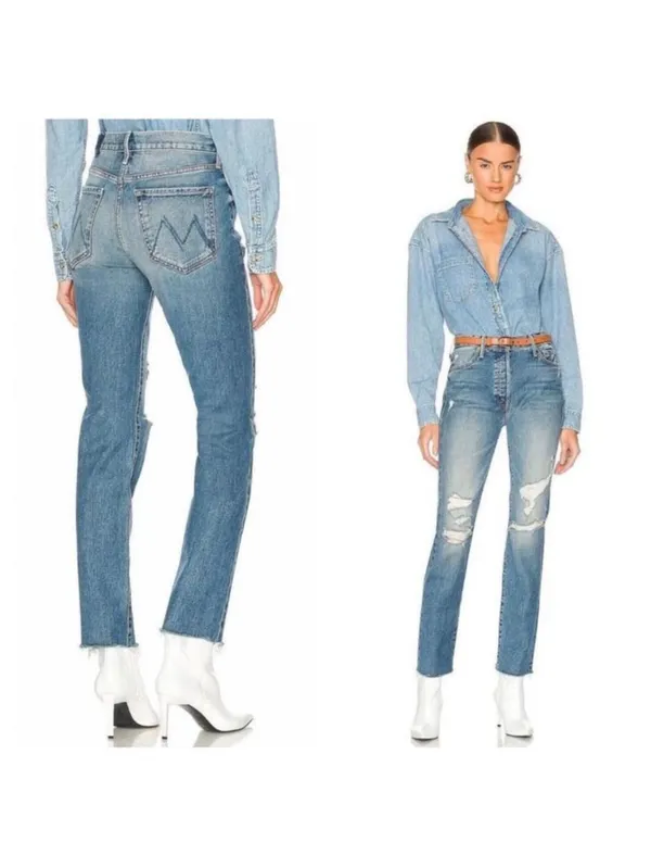 MOTHER Superior The Trickster Skimp Fray Thrill Seeker Distressed Jeans Women 31 - Image 16