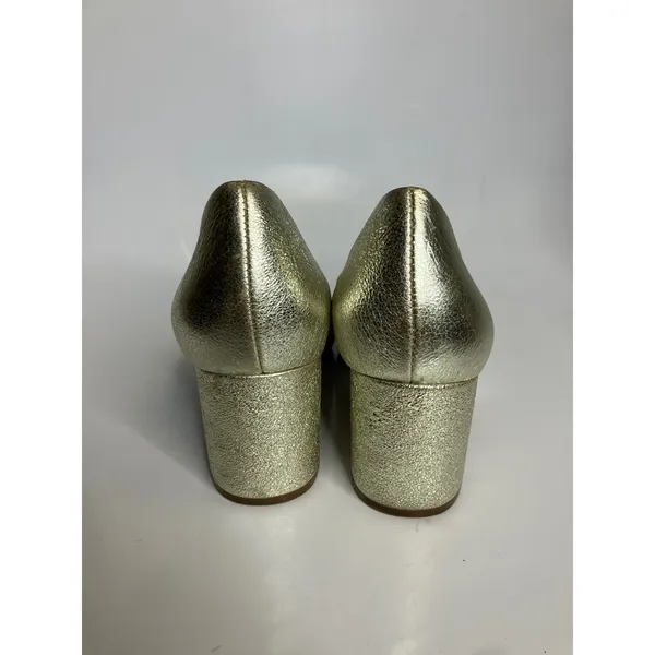 Naturalizer Wright Pumps Women 7.5M Gold Good Metallic Block Heel Buckle Leather - Image 4