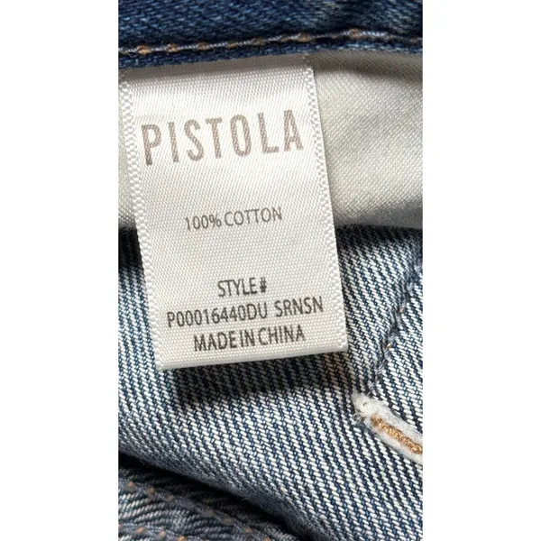 Pistola Womens High Rise Straight Leg Blue‎ Denim Jeans 100% Cotton Size 27 - Image 5