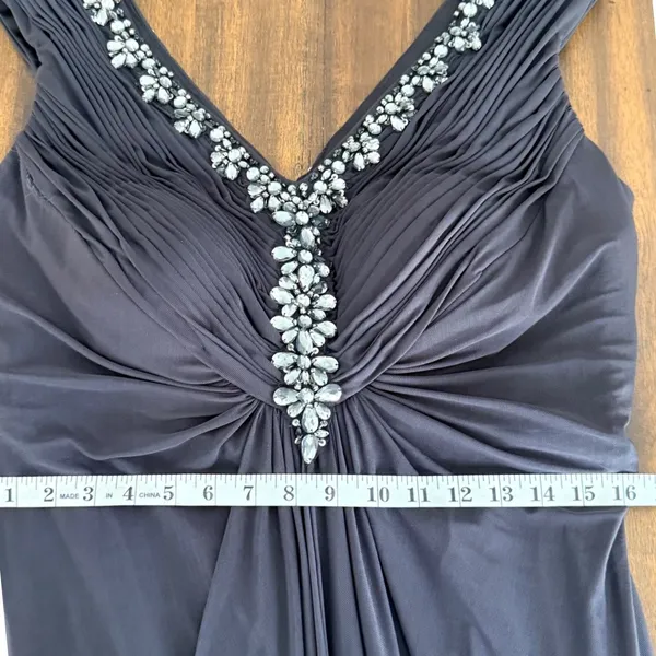Alex Evenings Woman‎ Gray Embellished Ruched Gown Dress 14W Formal Wedding Guest - Image 11