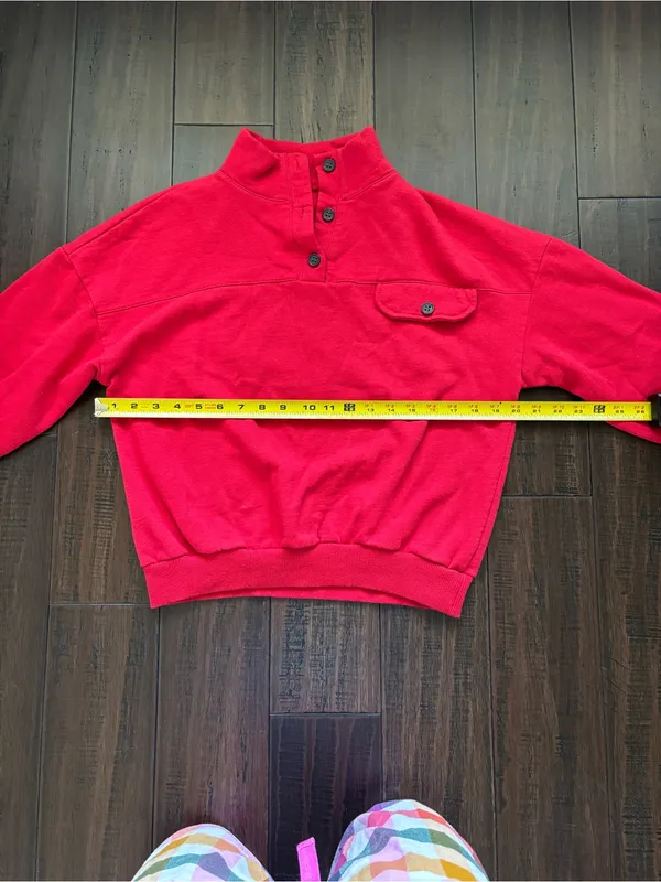 Red Quarter Button Up Sweatshirt - Image 7