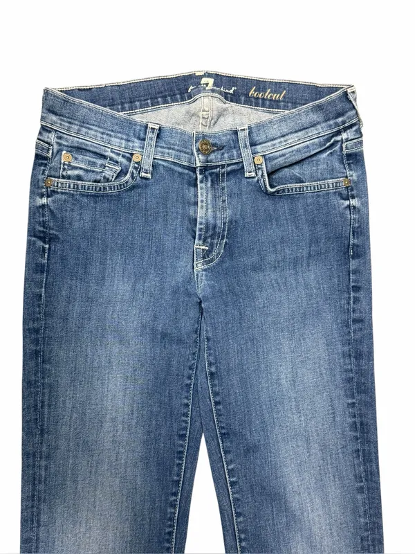 7 For All Mankind Bootcut Jeans 27 Medium Wash Blue Denim Y2K Vibe Long Inseam - Image 5
