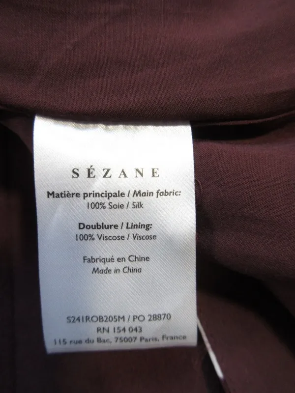 NWT Sezane Solia in Chocolate Ecru Polka Dot Silk Maxi Shirt Dress 38 / US 6 - Image 8