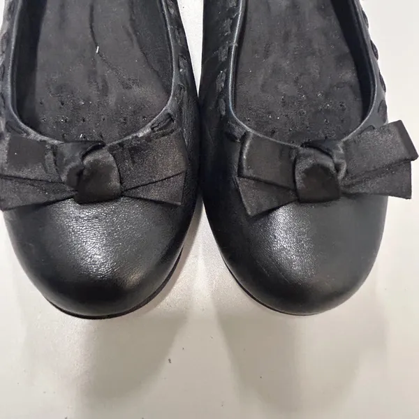Walking‎ Cradles Black Leather Ballet Flats Bow Whipstitch Womens 8.5 B - Image 3