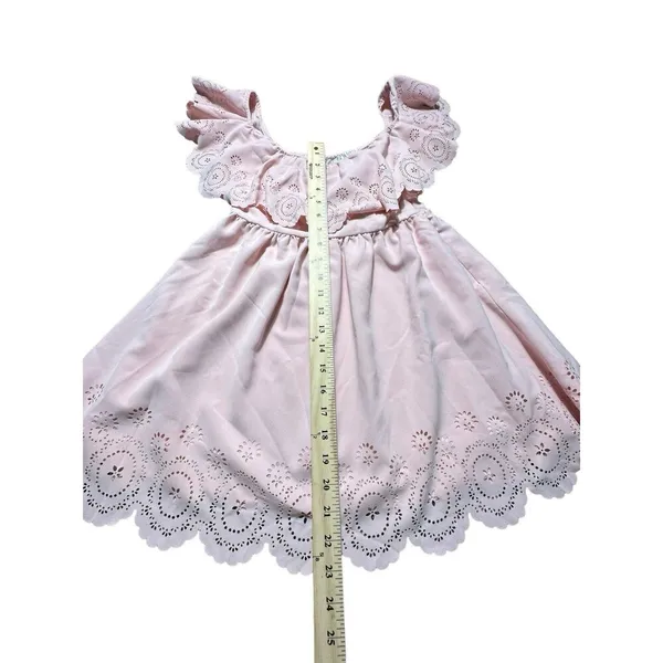 LOVERS + FRIENDS Women’s XS Light Pink Off Shoulder Laser Cut Ruffle Dress #Z9-7 - Image 8