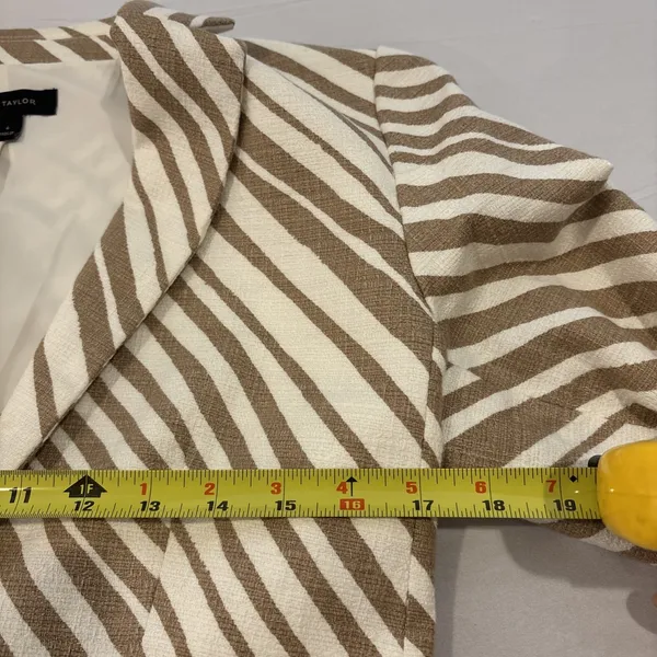Ann Taylor Women Size 6 Animal Zebra Print Blazer‎ Lined Neutral Single Button - Image 9