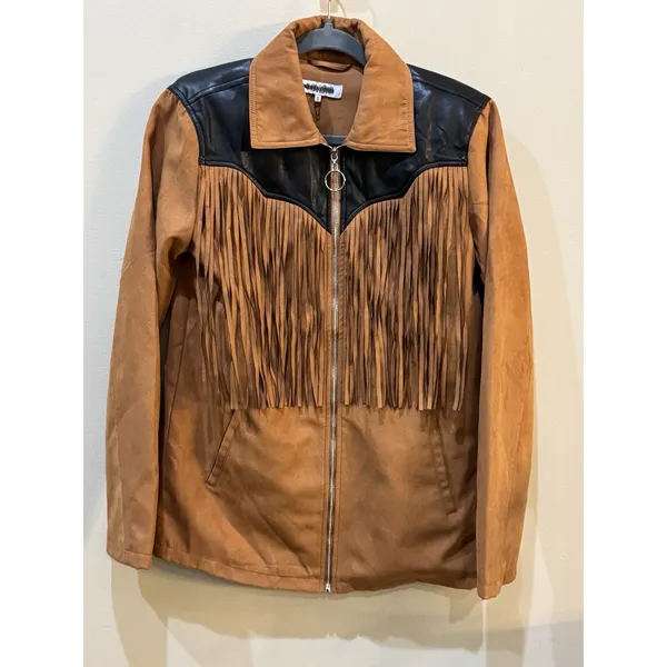 WeWoreWhat Fringe Jacket Acorn Size XS Western Cowgirl Oversized - Image 4