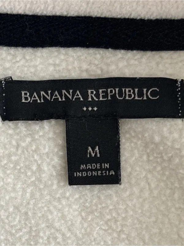 Banana Republic Cream Off White 1/4 Zip Arctic Fleece Pullover Sweatshirt Sz M - Image 2