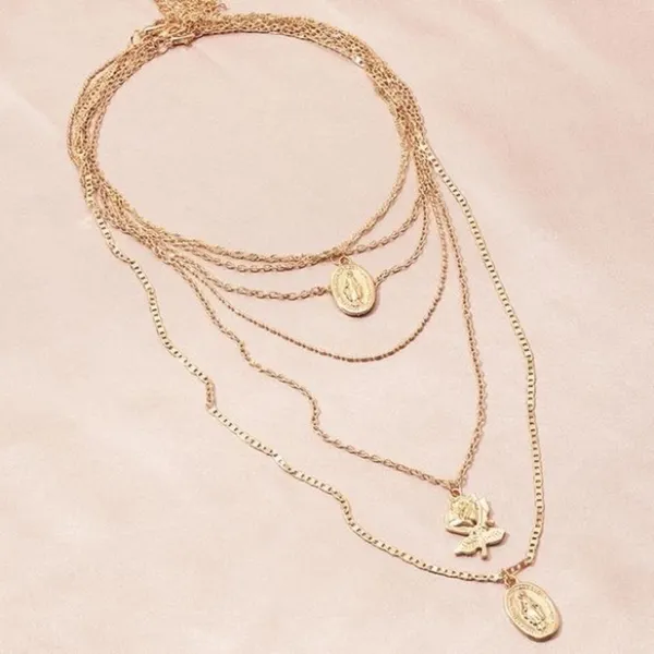 3/$30 💛 Multi Layered Charm Necklace Gold - Image 2