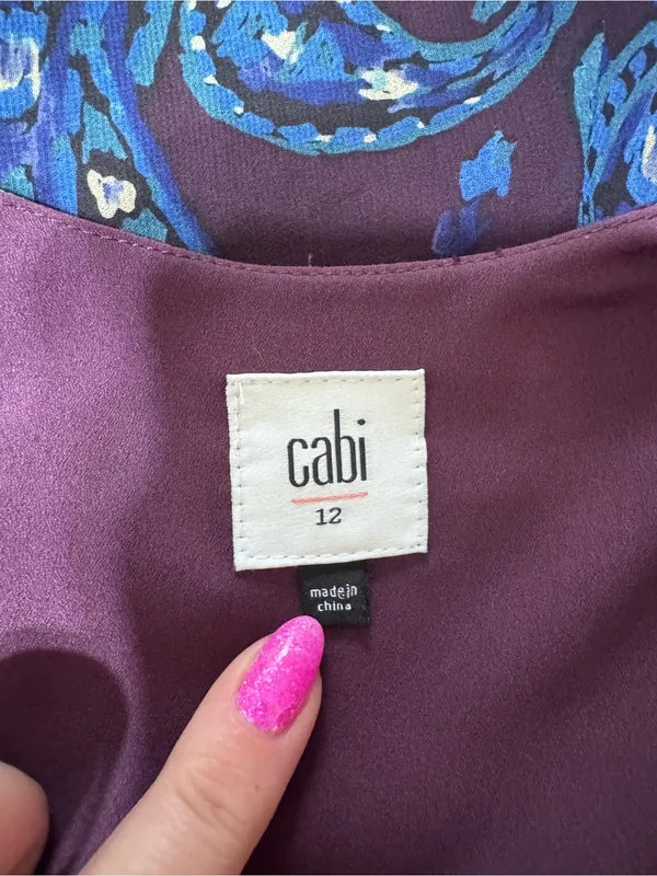 Cabi Treasure Dress Style 3461 Paisley Floral Chiffon Midi Dress Size 12 - Image 10