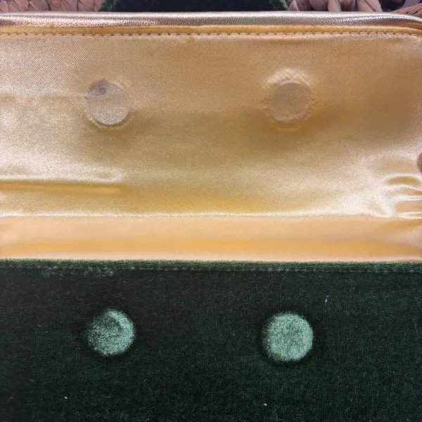 Vintage Style Forest Green Velvet Clutch Gold Jewel Embellished‎ Evening Bag - Image 5