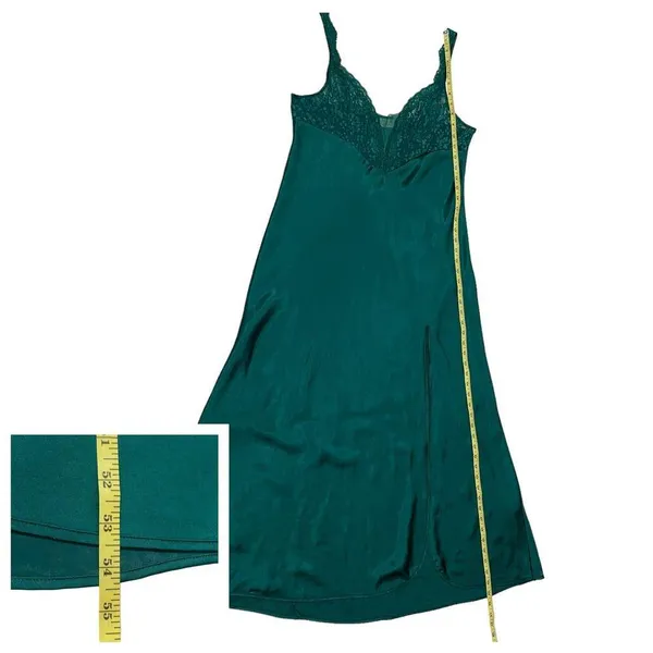 Victoria’s Secret Gold Label Lace Satin Gown - Green - Large - Image 4