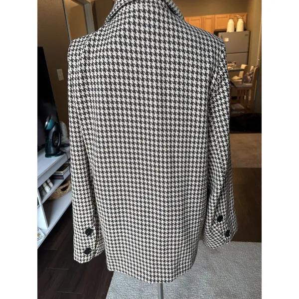 DAZY Women's Houndstooth Blazer Jacket Beige Brown Check Size S Small Preppy - Image 3