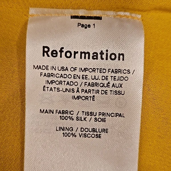 💕REFORMATION💕 Nerida Silk Dress ~ Tumeric 10 NWT - Image 16