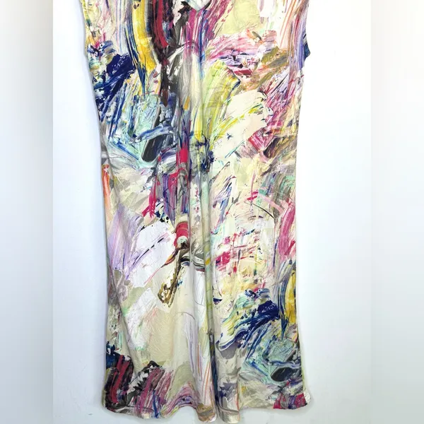 Jams World Dress Color Dance Abstract Print 100% Rayon Sleeveless‎ Resort Wear M - Image 3