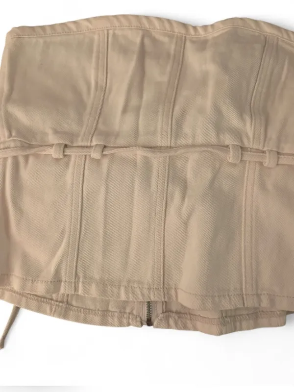 White fox boutique Leah Strapless Denim Top Cream size medium - Image 3