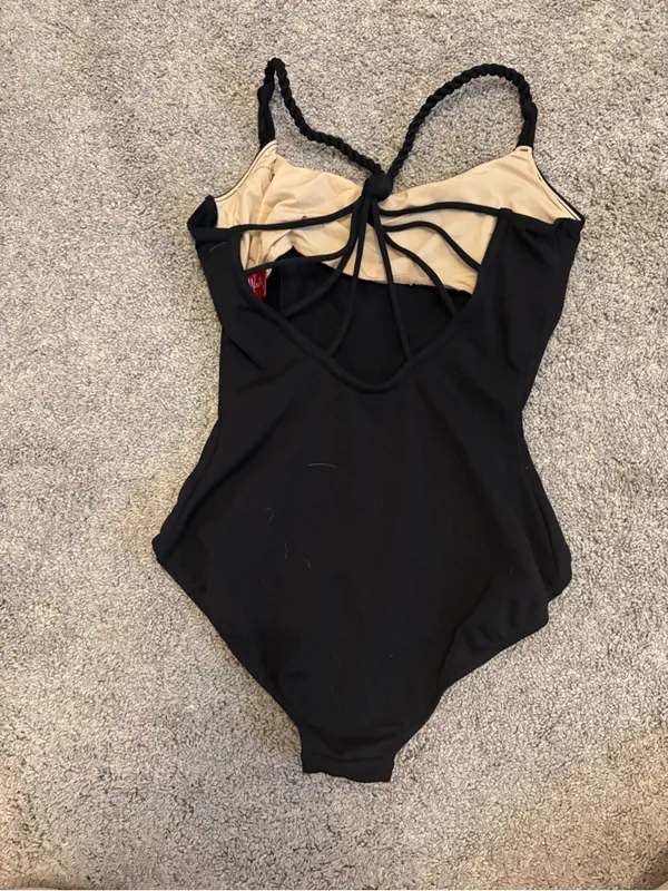 Jozette for Mirella Black leotard with twisted strap detailing - Image 2