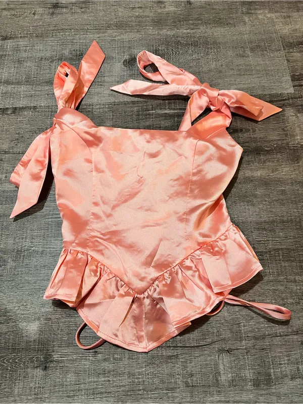 LULUS Coquettish Pink Lace Up Bustier Top - Image 3