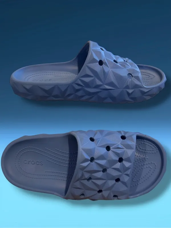 Crocs Classic Geometric Slide Sandals Blue Men 8 Women 10 Slip On - Image 2