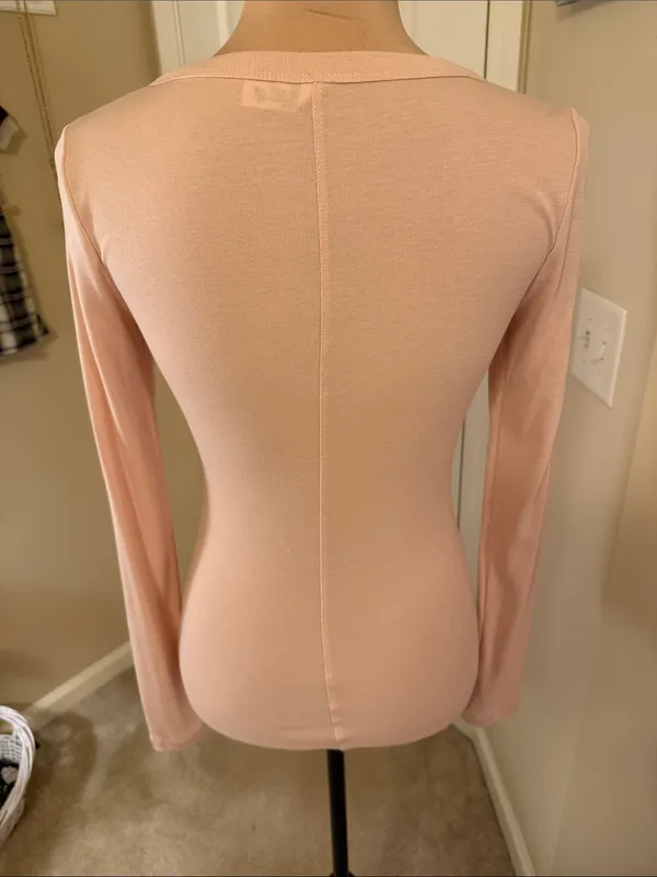 Victoria's Secret Light Pink Long-Sleeve Snap Henley Top - Image 4