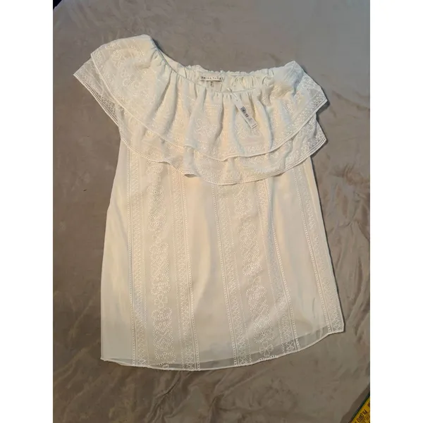 TRINA TURK NWT Phebe One-Shoulder Tier Ruffle White Eyelet Mini Dress Classy XXL - Image 3