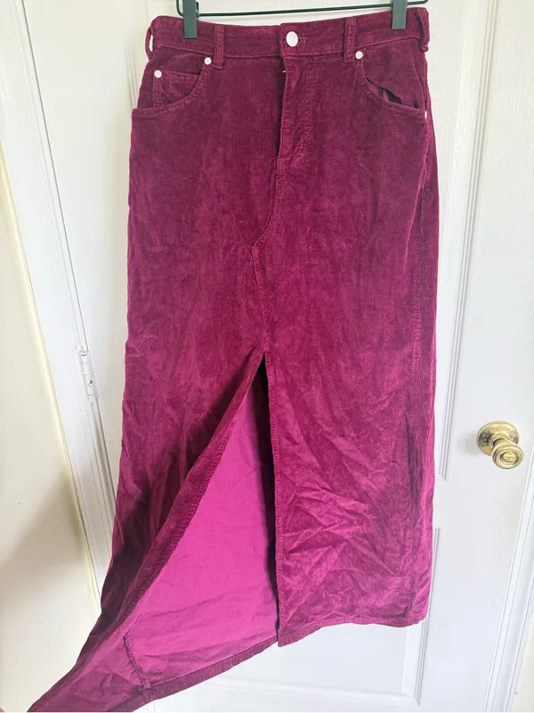 Anthropologie Pilcro The Madi Front Slit Corduroy Midi Skirt - Image 4