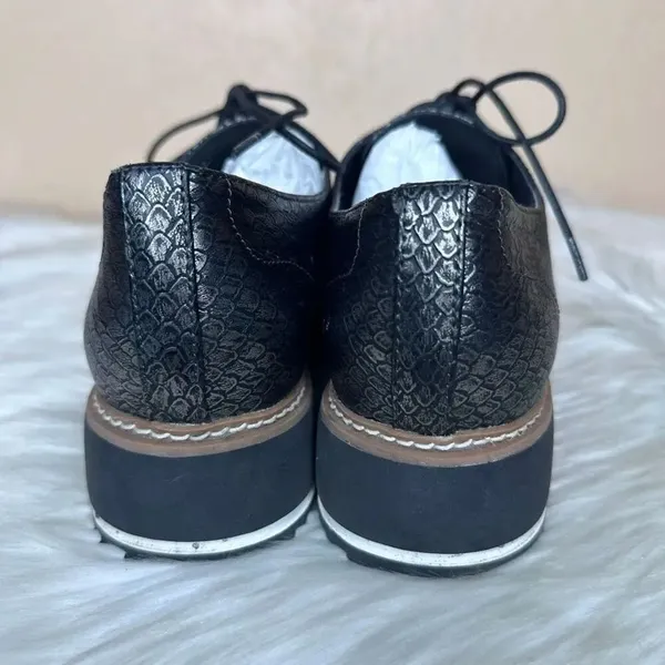 Exé Platform Loafers Metallic Black Scale Print Size 41 - Image 5