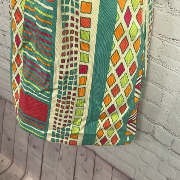Judith March bold neon funky geo printed strapless midi dress cotton Small chic - Image 5