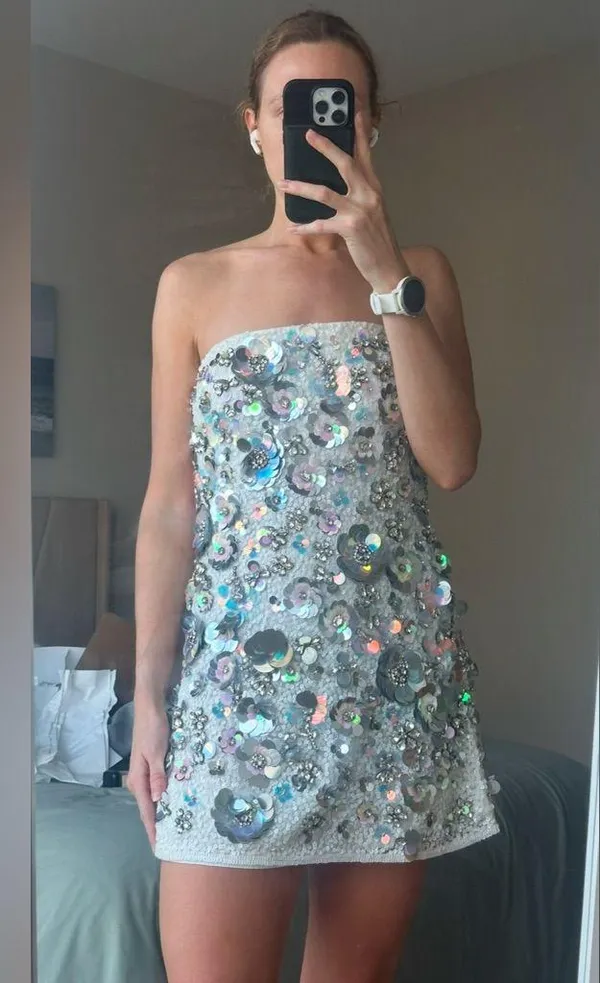 LoveShackFancy Deja Embellished Mini Dress - Image 7