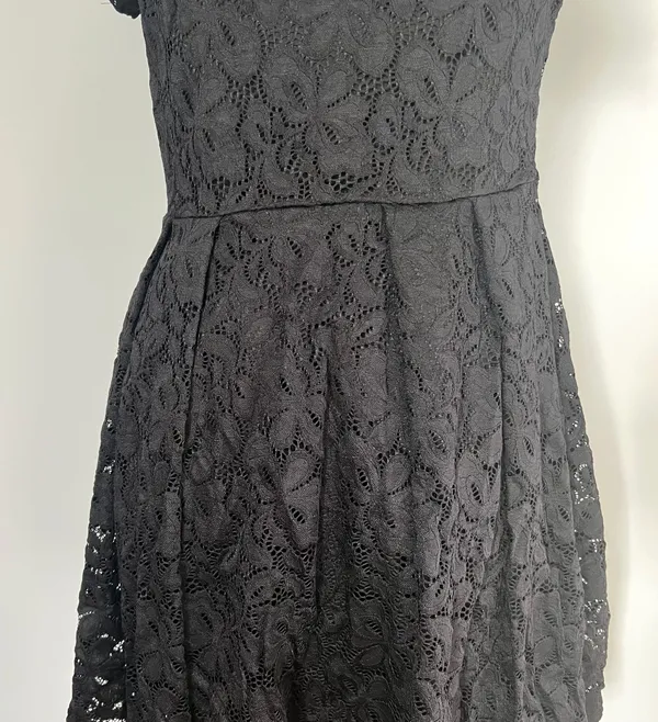 Black Eyelet Short Sleeve Off The Shoulder Dress - Image 5