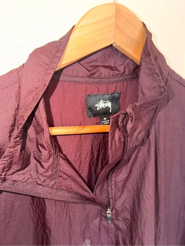 Stüssy Burgundy Nylon Warm Up Shell - Image 6