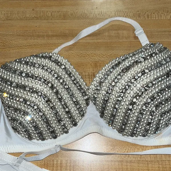 Custom beaded bikini top. Small. Exquisite. - Image 4