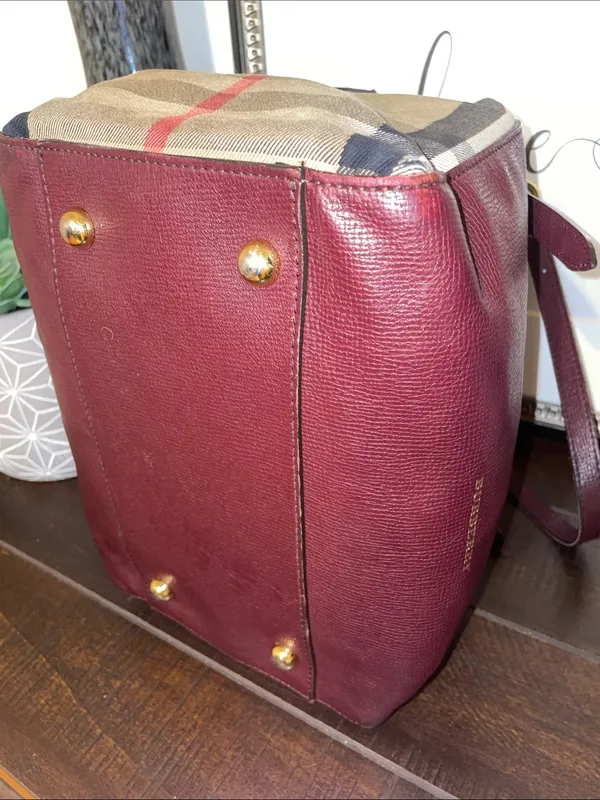 Burberry Canterbury House Check Canvas Leather Tote Shoulder Bag - Image 10