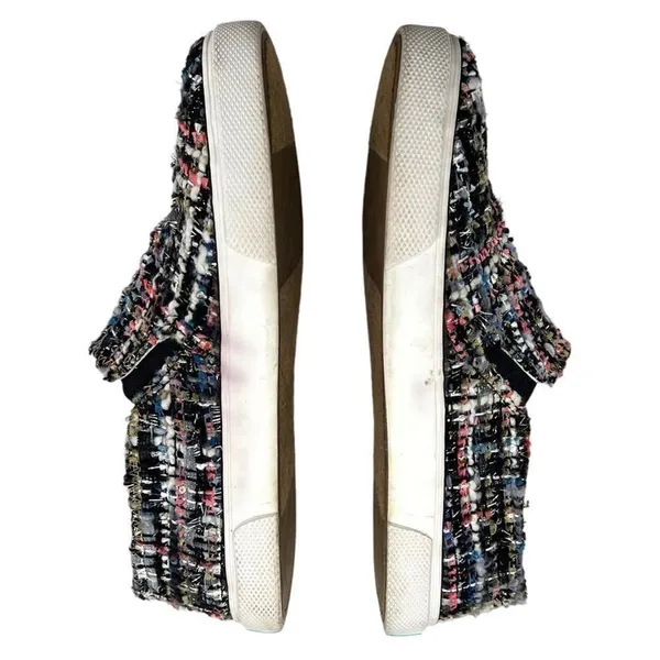 Jack Rogers Anna Black Multi-Colored Boucle Metallic Tweed Slip On Sneakers Sz 6 - Image 4